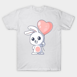 Cute bunny carrying balloons cartoon T-Shirt